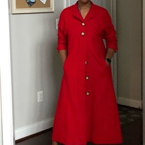Ankle Length Swing Red Coat